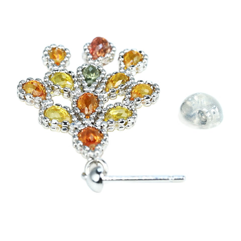 【中古】K18WG SAPPHIRE EARRINGS ブリオレットカットカラーサファイアピアス 3.8g