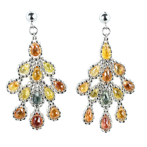 【中古】K18WG SAPPHIRE EARRINGS ブリオレットカットカラーサファイアピアス 3.7g
