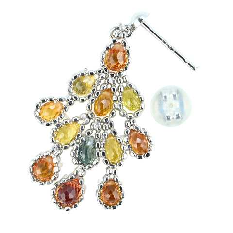 【中古】K18WG SAPPHIRE EARRINGS ブリオレットカットカラーサファイアピアス 3.7g
