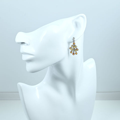 【中古】K18WG SAPPHIRE EARRINGS ブリオレットカットカラーサファイアピアス 3.7g