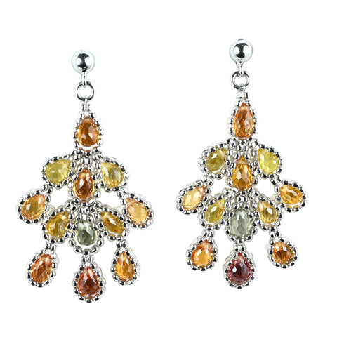 【中古】K18WG SAPPHIRE EARRINGS ブリオレットカットカラーサファイアピアス 3.9g