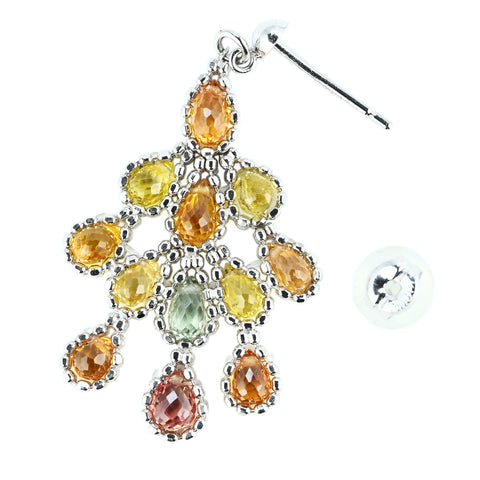 【中古】K18WG SAPPHIRE EARRINGS ブリオレットカットカラーサファイアピアス 3.9g