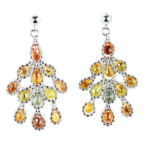 【中古】K18WG SAPPHIRE EARRINGS ブリオレットカットカラーサファイアピアス 3.8g