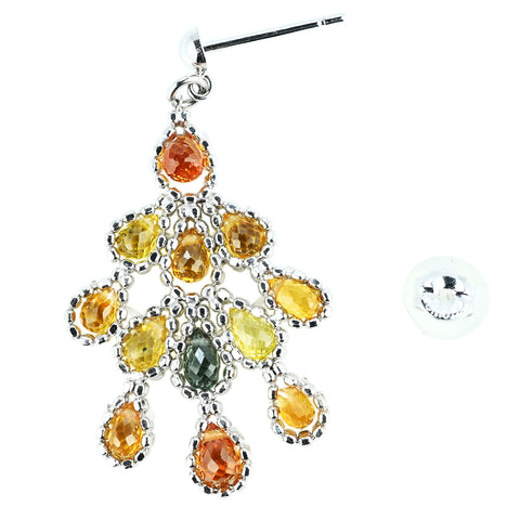 【中古】K18WG SAPPHIRE EARRINGS ブリオレットカットカラーサファイアピアス 3.8g