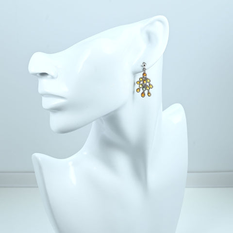 【中古】K18WG SAPPHIRE EARRINGS ブリオレットカットカラーサファイアピアス 3.8g