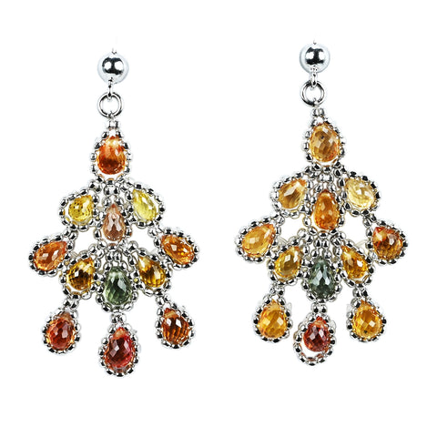 【中古】K18WG SAPPHIRE EARRINGS ブリオレットカットカラーサファイアピアス 3.9g