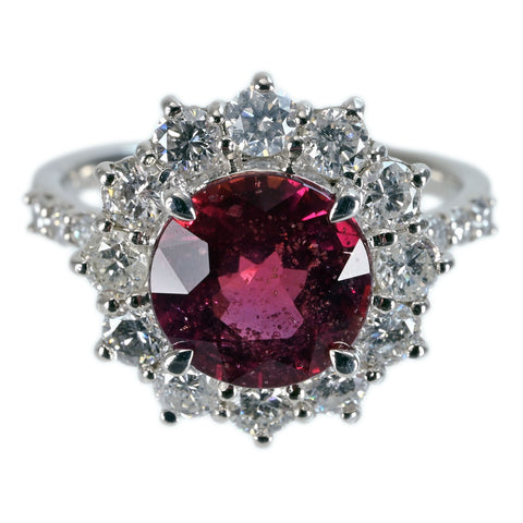 【中古】 PT950 SAPPHIRE RING ブラウニッシュピンクサファイアリング S3.676ct D1.26ct GIA鑑別書 6.9g #12.5