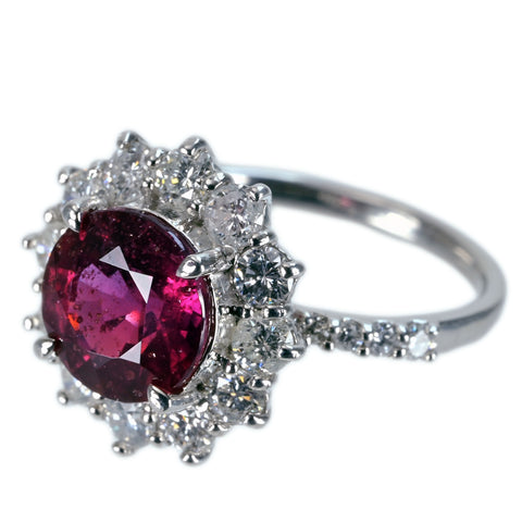 【中古】 PT950 SAPPHIRE RING ブラウニッシュピンクサファイアリング S3.676ct D1.26ct GIA鑑別書 6.9g #12.5