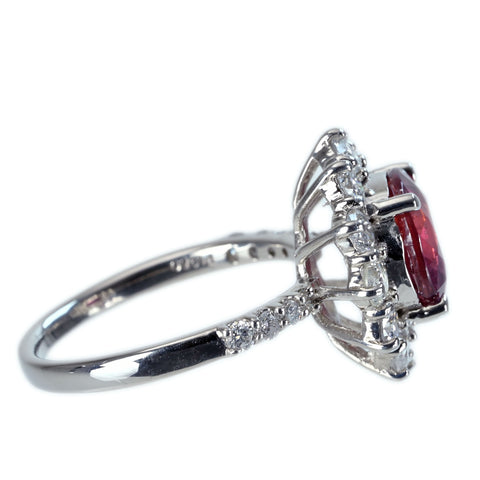 【中古】 PT950 SAPPHIRE RING ブラウニッシュピンクサファイアリング S3.676ct D1.26ct GIA鑑別書 6.9g #12.5