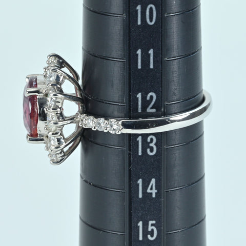 【中古】 PT950 SAPPHIRE RING ブラウニッシュピンクサファイアリング S3.676ct D1.26ct GIA鑑別書 6.9g #12.5