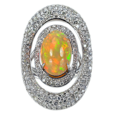 【中古】K18WG MEXICO OPAL RING メキシコオパールリング OP6.85ct D3.68ct 19.3g #12