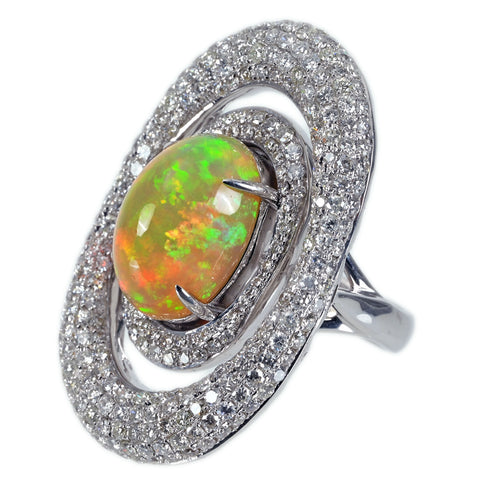 【中古】K18WG MEXICO OPAL RING メキシコオパールリング OP6.85ct D3.68ct 19.3g #12
