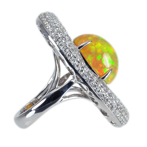 【中古】K18WG MEXICO OPAL RING メキシコオパールリング OP6.85ct D3.68ct 19.3g #12