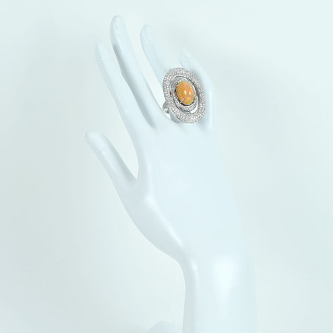 【中古】K18WG MEXICO OPAL RING メキシコオパールリング OP6.85ct D3.68ct 19.3g #12