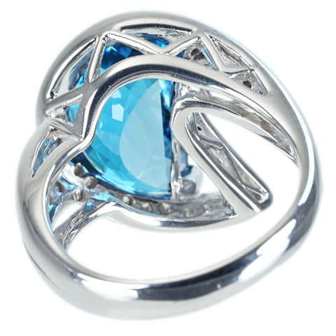 【中古】K18WG BLUE TOPAZ RING ブルートパーズリング BT7.34ct D0.45ct 10.1g #15