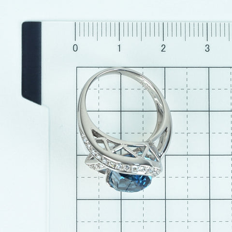 【中古】K18WG BLUE TOPAZ RING ブルートパーズリング BT7.34ct D0.45ct 10.1g #15