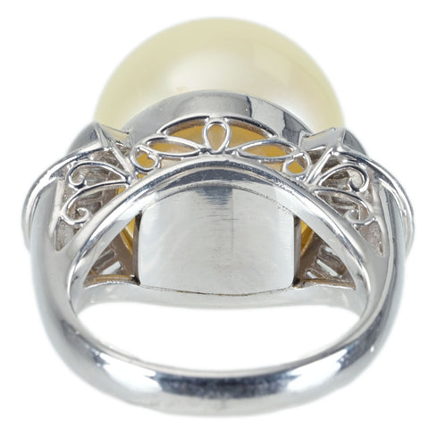 【中古】PT900 SOUTH SEA PEARL RING 白蝶南洋パールリング P15.5mm D0.44ct 16.7g ＃12