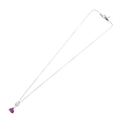 【中古】 K18WG TOURMALINE NECKLACE ピンクトルマリンペンダントネックレス T2.00ct D0.30ct 3.8g