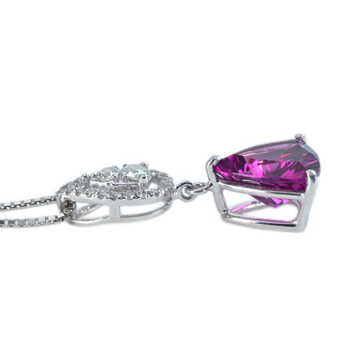 【中古】 K18WG TOURMALINE NECKLACE ピンクトルマリンペンダントネックレス T2.00ct D0.30ct 3.8g