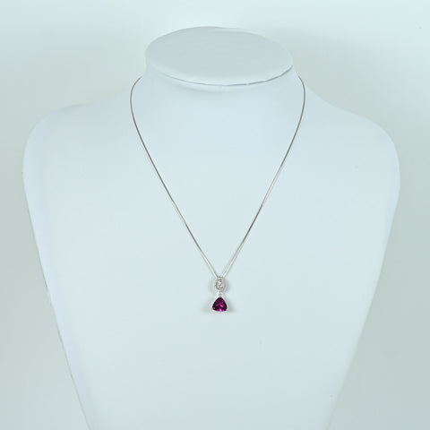 【中古】 K18WG TOURMALINE NECKLACE ピンクトルマリンペンダントネックレス T2.00ct D0.30ct 3.8g