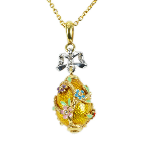 【中古】K18YG ENAMEL PENDANT NECKLACE エナメル ペンダントネックレス 13.4g