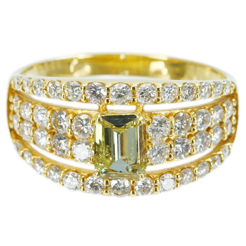 【中古】K18YG DIAMOND RING ダイヤモンドリング 0.359ct Fancy Light Yellow SI1 D0.93ct CGLソーティング 3.7g #12