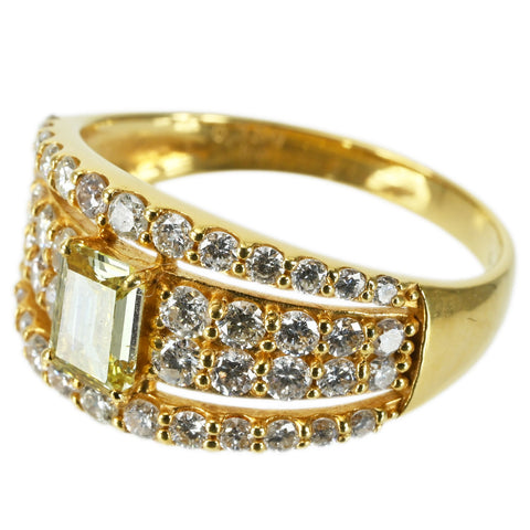 【中古】K18YG DIAMOND RING ダイヤモンドリング 0.359ct Fancy Light Yellow SI1 D0.93ct CGLソーティング 3.7g #12