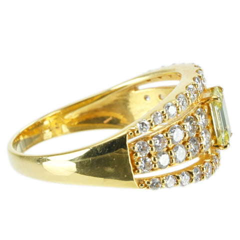 【中古】K18YG DIAMOND RING ダイヤモンドリング 0.359ct Fancy Light Yellow SI1 D0.93ct CGLソーティング 3.7g #12
