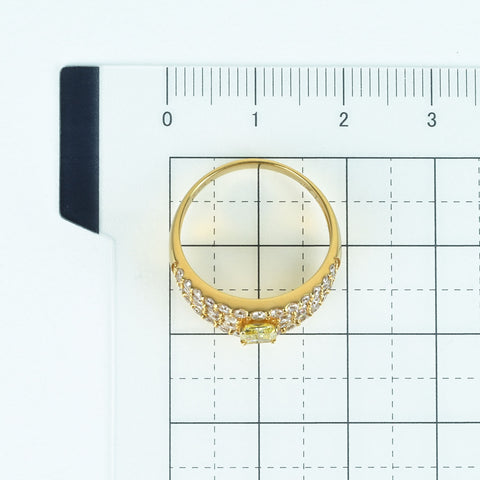 【中古】K18YG DIAMOND RING ダイヤモンドリング 0.359ct Fancy Light Yellow SI1 D0.93ct CGLソーティング 3.7g #12