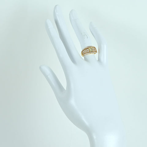 【中古】K18YG DIAMOND RING ダイヤモンドリング 0.359ct Fancy Light Yellow SI1 D0.93ct CGLソーティング 3.7g #12