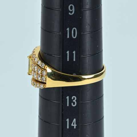 【中古】K18YG DIAMOND RING ダイヤモンドリング 0.359ct Fancy Light Yellow SI1 D0.93ct CGLソーティング 3.7g #12