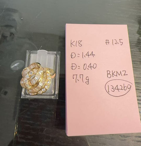 【中古】K18YG DIAMOND RING ダイヤモンドリング TD1.44ct D0.40ct 7.7g
