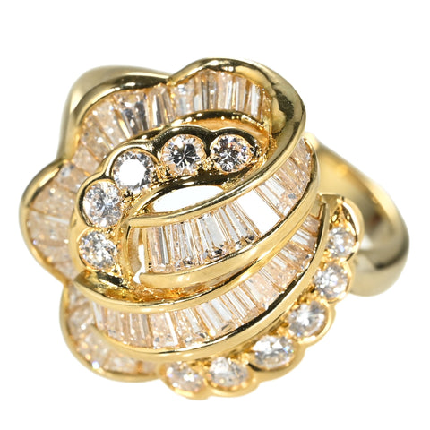 【中古】K18YG DIAMOND RING ダイヤモンドリング TD1.44ct D0.40ct 7.7g