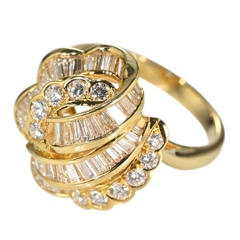 【中古】K18YG DIAMOND RING ダイヤモンドリング TD1.44ct D0.40ct 7.7g
