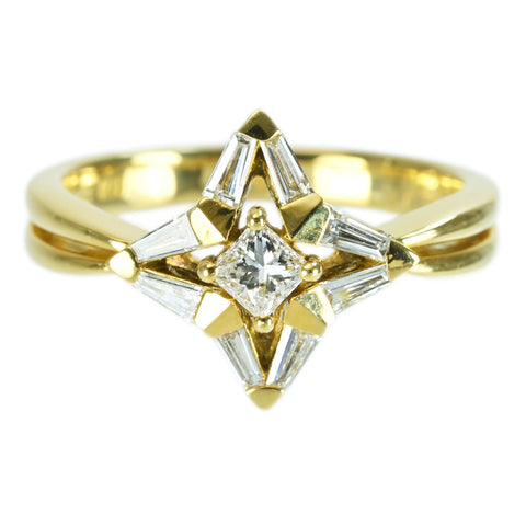 【中古】K18YG DIAMOND RING ダイヤモンドリング 0.20ct D0.32ct 5.1g #15