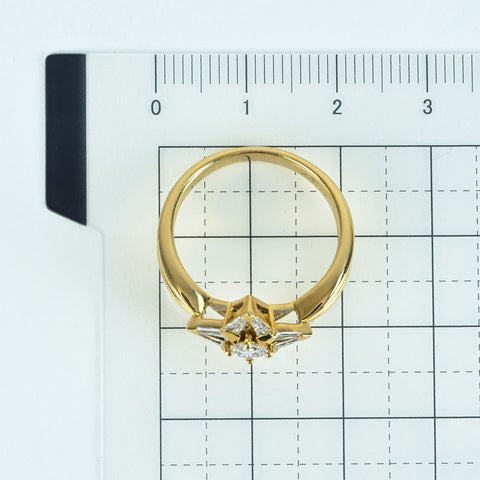 【中古】K18YG DIAMOND RING ダイヤモンドリング 0.20ct D0.32ct 5.1g #15