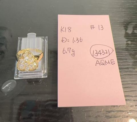 【中古】 K18YG DIAMOND RING ダイヤモンドリング D1.36ct 6.7g #13