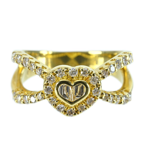 【中古】K18YG DIAMOND RING ダイヤモンドリング D0.18ct D0.43ct 5.4g #11