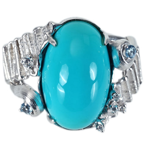 【中古】K18WG TURQUOISE RING ターコイズリング T22.45ct D0.09ct 18.4g #21