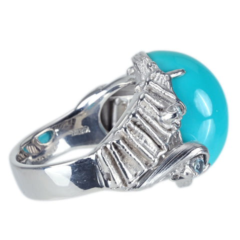 【中古】K18WG TURQUOISE RING ターコイズリング T22.45ct D0.09ct 18.4g #21