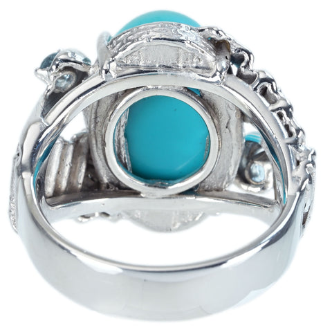 【中古】K18WG TURQUOISE RING ターコイズリング T22.45ct D0.09ct 18.4g #21