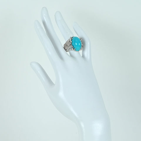 【中古】K18WG TURQUOISE RING ターコイズリング T22.45ct D0.09ct 18.4g #21