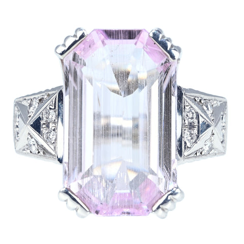 【中古】PT900 KUNZITE RING クンツァイトリング K12.91ct D0.14ct 16.1g #13