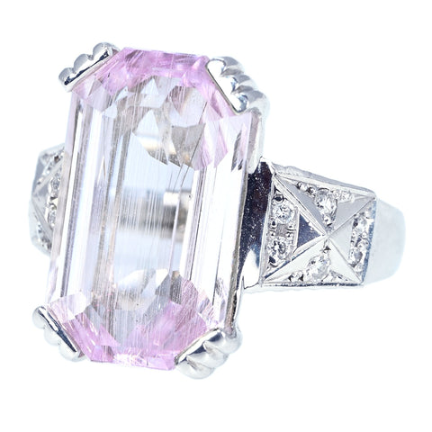【中古】PT900 KUNZITE RING クンツァイトリング K12.91ct D0.14ct 16.1g #13