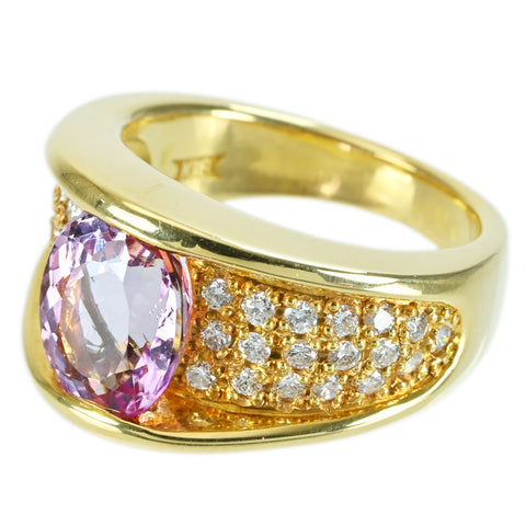 【中古】K18YG IMPERIAL TOPAZ RING インペリアルトパーズリング T3.38ct D0.50ct 12.9g #12