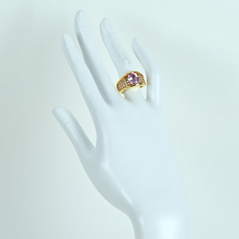 【中古】K18YG IMPERIAL TOPAZ RING インペリアルトパーズリング T3.38ct D0.50ct 12.9g #12