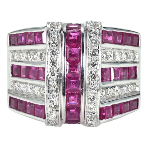 【中古】K18WG RUBY RING ルビーリング R4.06ct D0.60ct 15.7g #12.5