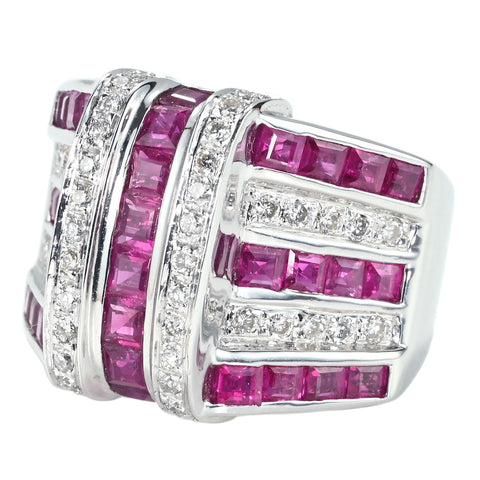 【中古】K18WG RUBY RING ルビーリング R4.06ct D0.60ct 15.7g #12.5