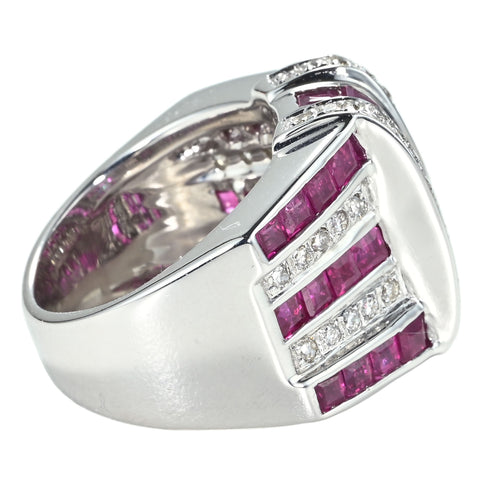 【中古】K18WG RUBY RING ルビーリング R4.06ct D0.60ct 15.7g #12.5