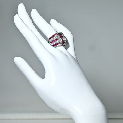【中古】K18WG RUBY RING ルビーリング R4.06ct D0.60ct 15.7g #12.5